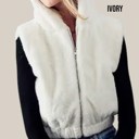  Plush Hooded Zip-Up Vest with Pockets