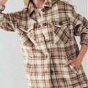 Khaki Small Fluffy Sherpa Plaid Jacket