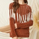  Chenille Chevron Fringe Sweater