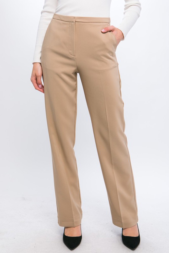 Solid Straight Leg Trouser Pants / S-XL