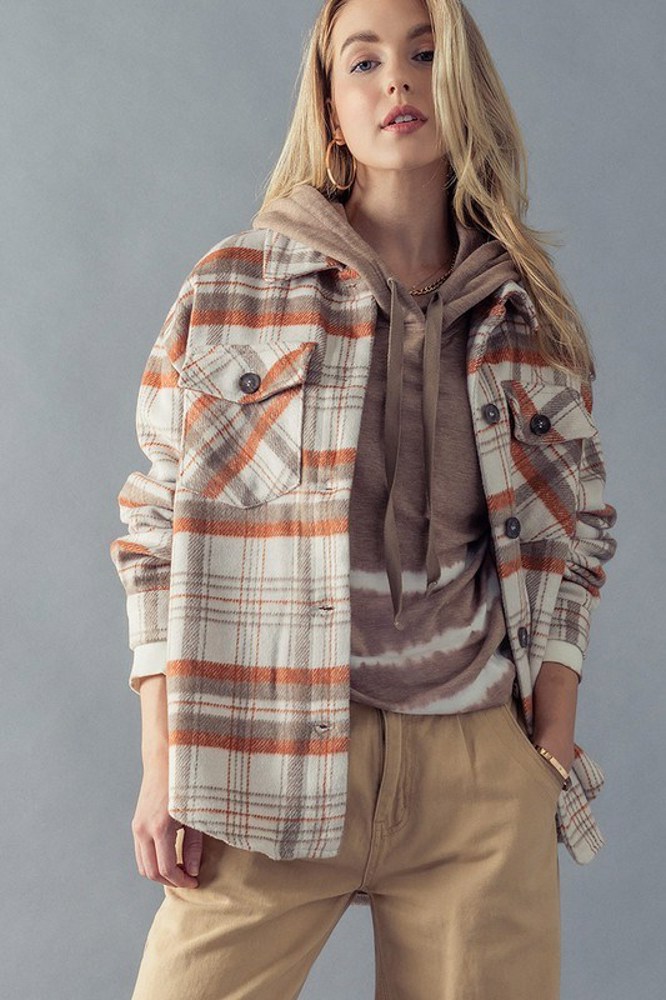 Multicolor Plaid Pattern Drop Shoulder Jacket