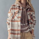  Multicolor Plaid Pattern Drop Shoulder Jacket