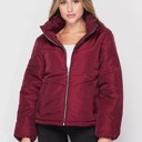  Chevron Quilted Pocketed Puffer Jacket