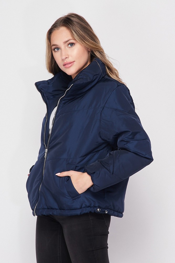 Chevron Quilted Pocketed Puffer Jacket