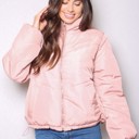 Mauve Large Chevron Quilted Pocketed Puffer Jacket