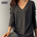  Relaxed Fit V Neck Hi-Lo Sweater