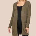 Olive Small Popcorn Open Front Cardigan