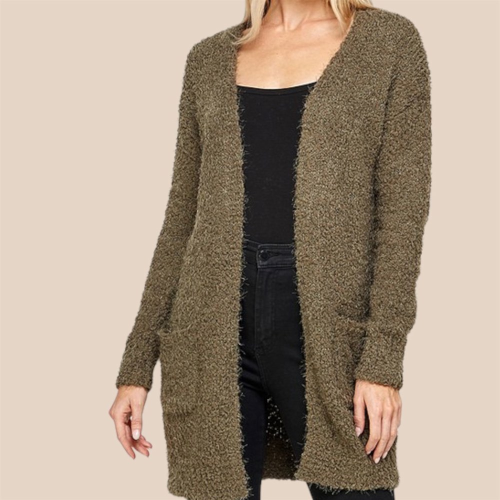 Popcorn Open Front Cardigan