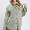 Moss Small Ultra Soft Faux Suede Button Down Shirt Jacket