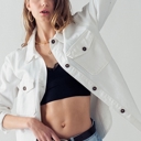 White Small Oversized Cotton Denim Jacket