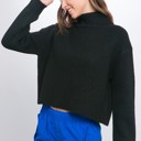 Black Small Turtle Neck Rib Knit Sweater