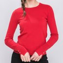 Red Small Perfect Layering Button Detail Sweater