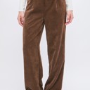 Cocoa Small Corduroy Elastic Back Button Front Zip-Up Pants