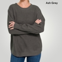 Ash Gray XL Rounded Hem Hi-Low Waffle Sweater