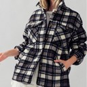 Black Small Fluffy Sherpa Plaid Jacket