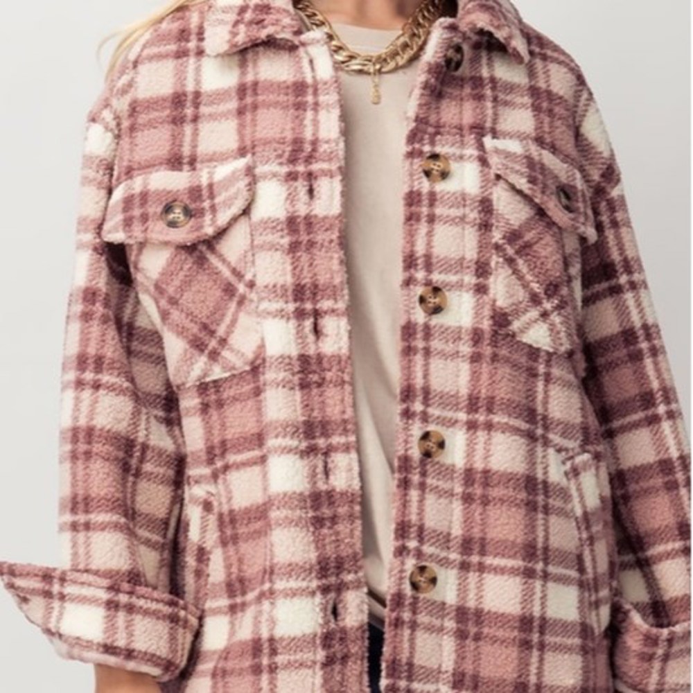 Fluffy Sherpa Plaid Jacket