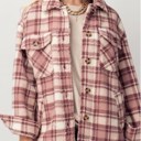 Mauve Small Fluffy Sherpa Plaid Jacket