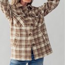 Khaki Small Fluffy Sherpa Plaid Jacket