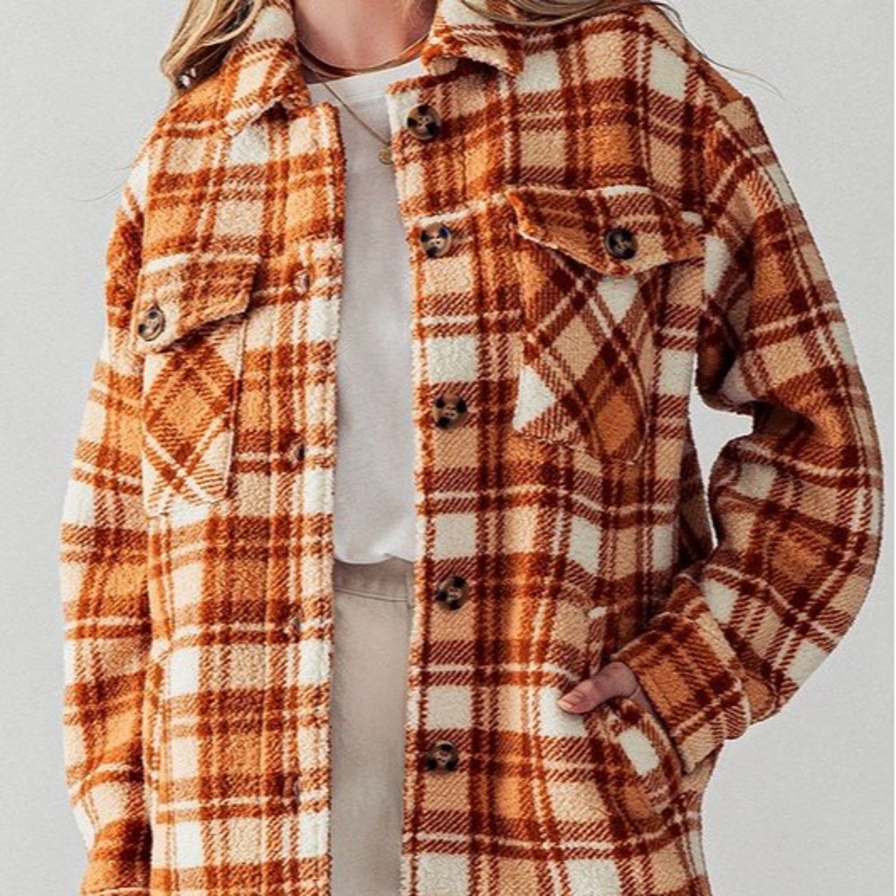 Fluffy Sherpa Plaid Jacket