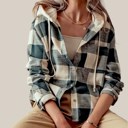 Hunter Small Hooded Button Down Buffalo Plaid Flannel Shirt