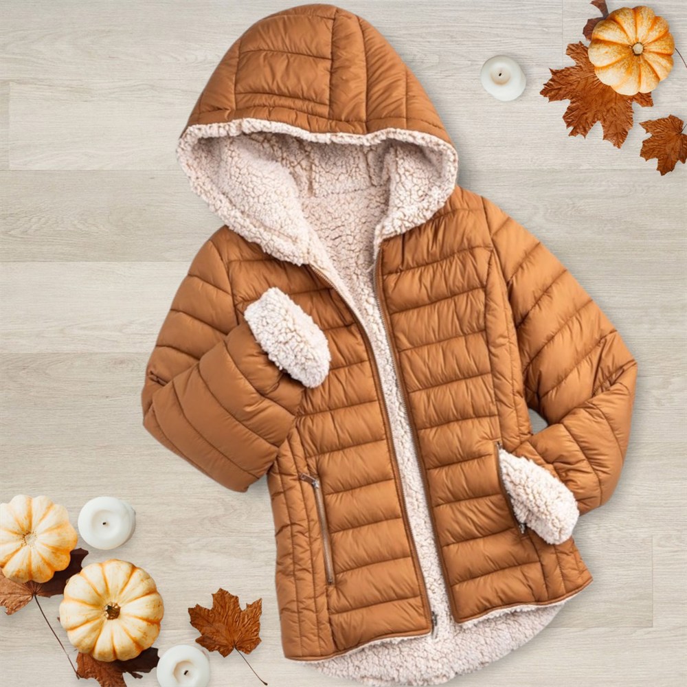 Cozy Sherpa Fleece-Lined Reversible Hooded Puffer Jacket