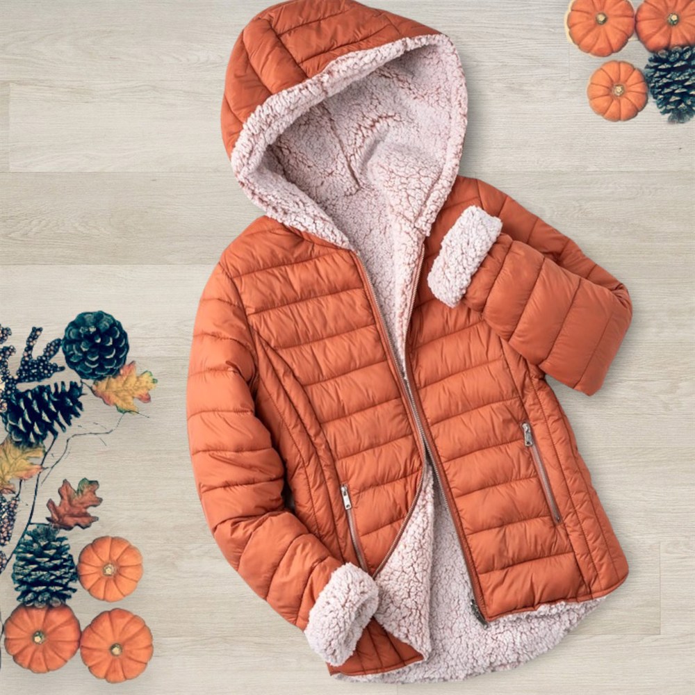 Cozy Sherpa Fleece-Lined Reversible Hooded Puffer Jacket