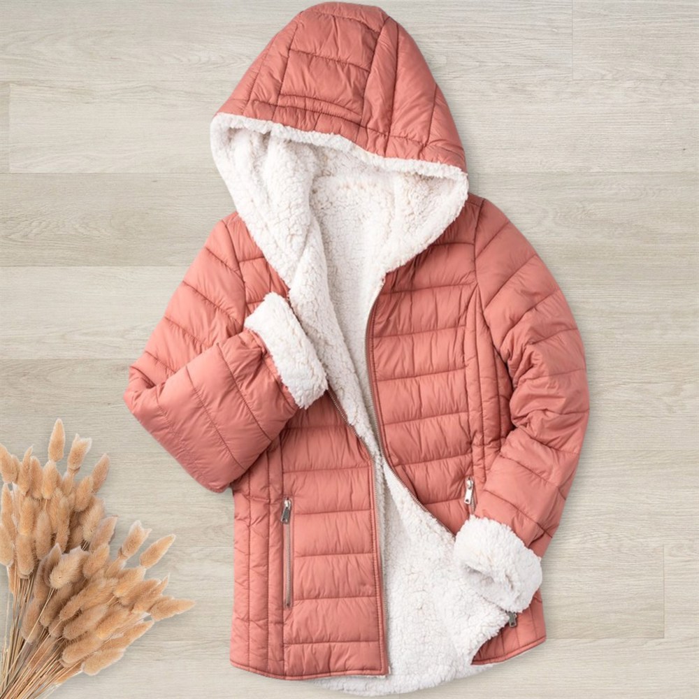 Cozy Sherpa Fleece-Lined Reversible Hooded Puffer Jacket