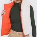 Tomato Medium Reversible Puff Vest with Sherpa Lining