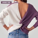 Lavender/Ivory Medium Twist Back Sweater