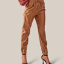  Faux Leather High Waist Jogger with Elastic Waist