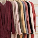  Chenille Cable Knit Ribbed Open Front Cardigan / 9 Colors