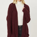 CherryStone Small Chenille Cable Knit Ribbed Open Front Cardigan / 9 Colors