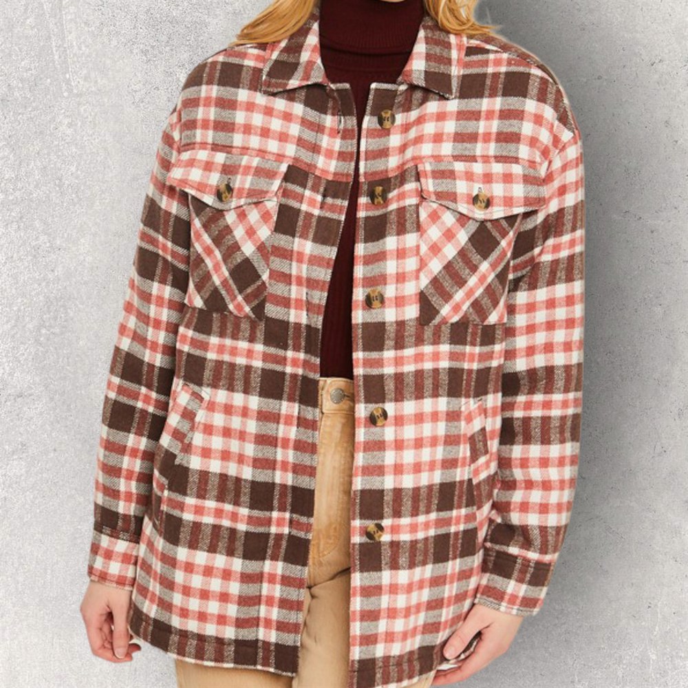 Cozy Up Plaid Shacket with Sherpa Lining