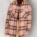 Beet Small Cozy Up Plaid Shacket with Sherpa Lining