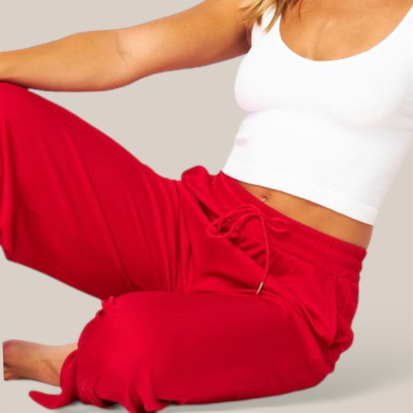 Stretchy Drawstring Wide Leg Pants