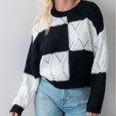  Cableknit Colorblock Knit Sweater