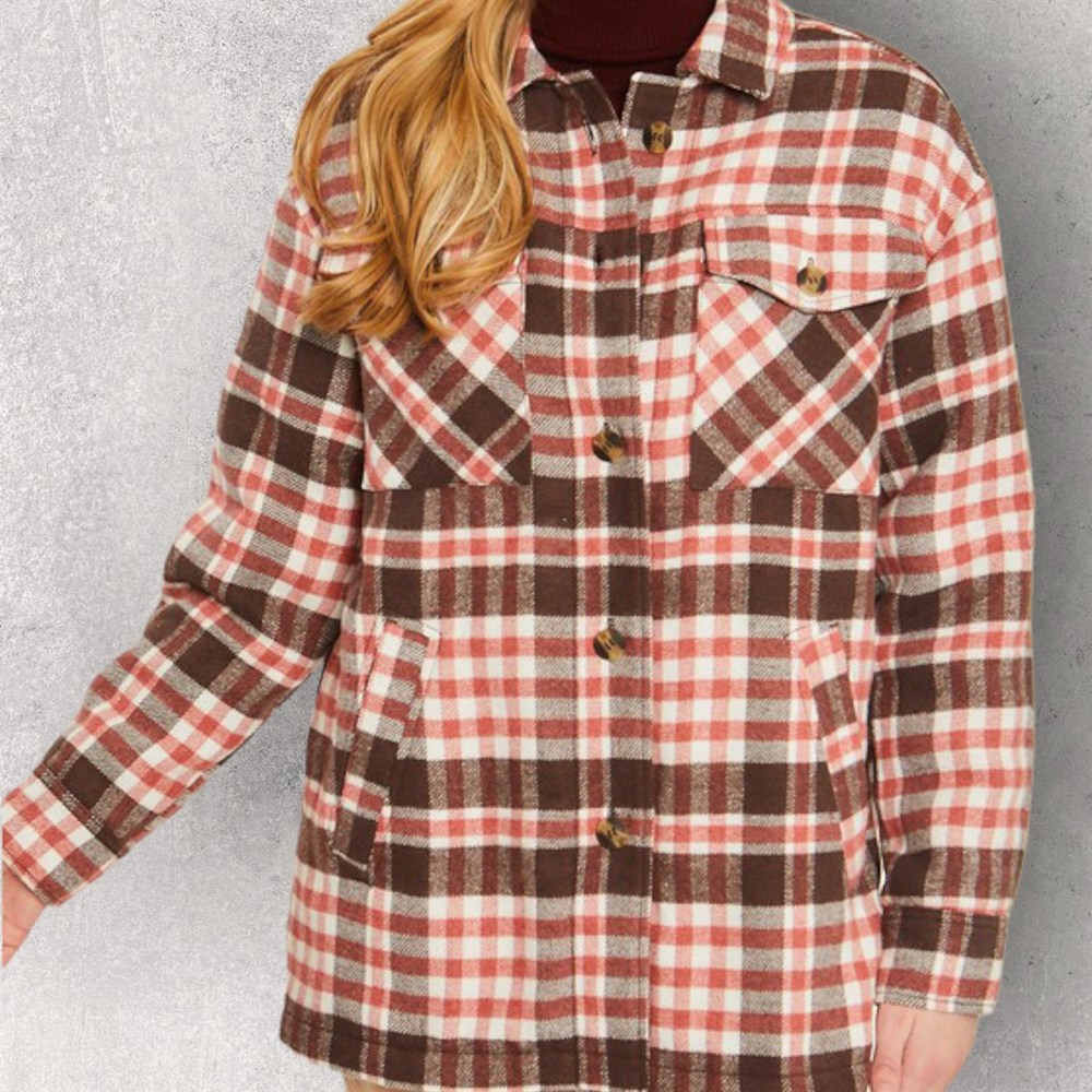 Cozy Up Plaid Shacket with Sherpa Lining