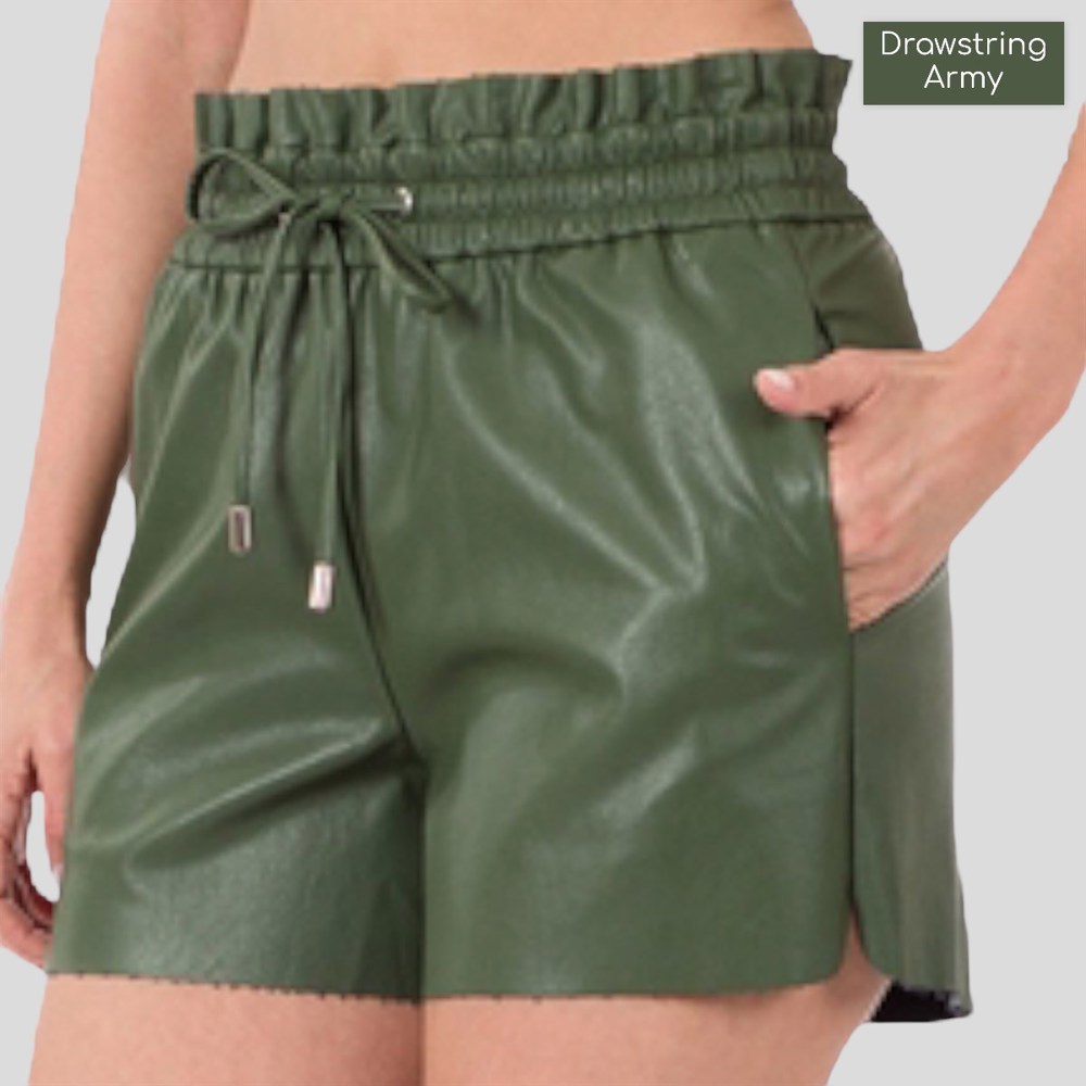 Vegan Leather High-Waist Shorts