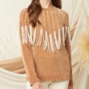 Mustard Small Chenille Chevron Fringe Sweater