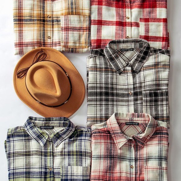 Cotton Plaid Print Button Down Shirt