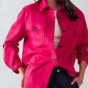 Fuchsia Small Ultra Soft Faux Suede Button Down Shirt Jacket