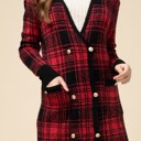  Plaid Double Button Sweater Coat