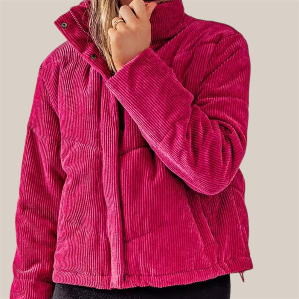 High Collar Corduroy Puffer Jacket