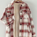  Checkered Sherpa-Lined Oversized Buttoned Jacket