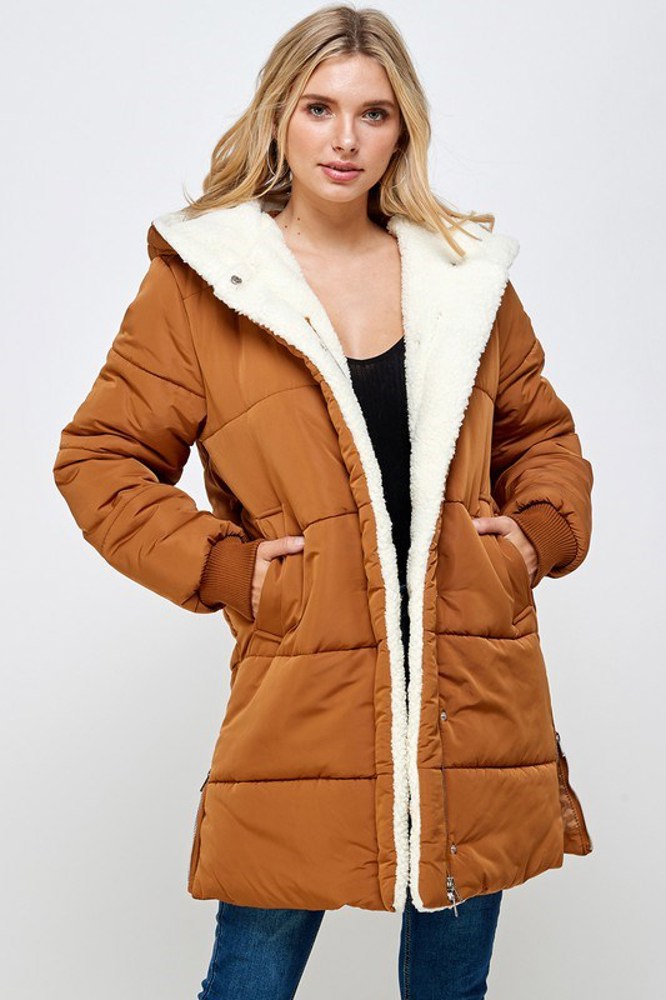 Sherpa Lined Long Puff Coat