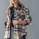  Multicolor Plaid Pattern Drop Shoulder Jacket