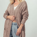 Truffle Small Chenille Cable Knit Ribbed Open Front Cardigan / 9 Colors