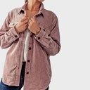 Mauve Small Relaxed Soft Corduroy Plaid Lined Shirt Jacket