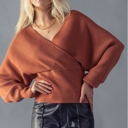 Terracotta Large Rib Knit Surplice Dolman