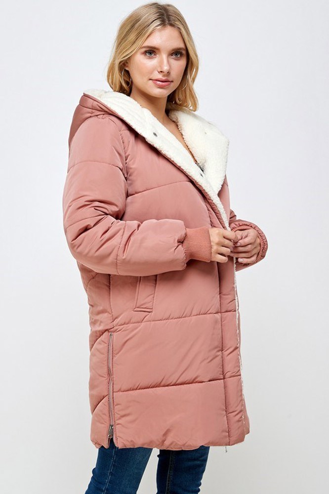 Sherpa Lined Long Puff Coat